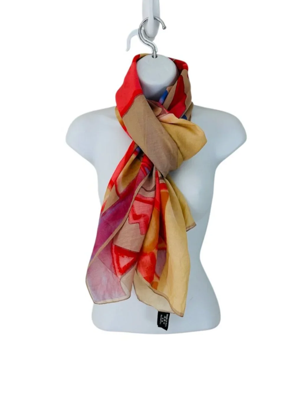 Bissoli Italia Women's Cotton Silk Geo Print Summer Scarf 69 in x 26 in